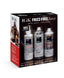 IGK Frizz-Free Faves product packaging with three bottles on a white background
