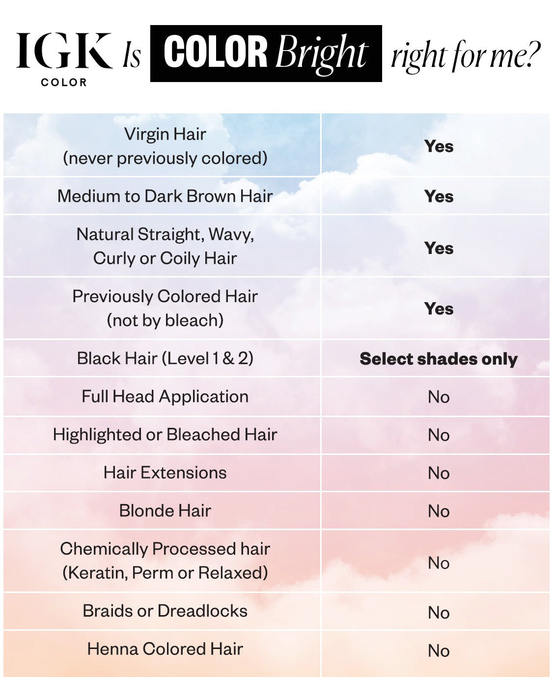 a list of hair colors