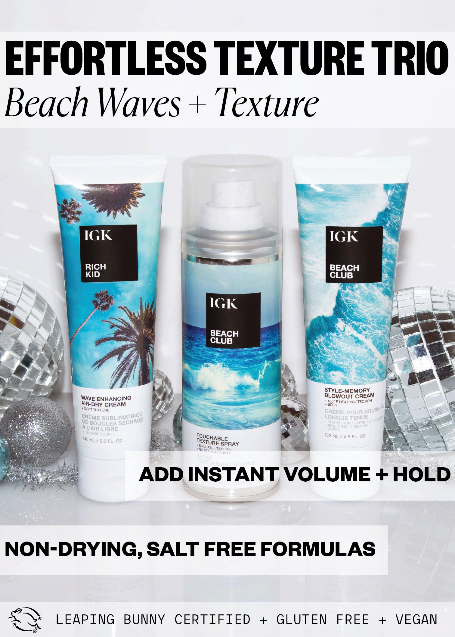  IGK BEACH CLUB Volumizing Texture Spray for Wavy, Curly, Dry  Hair, Vegan, Cruelty-Free