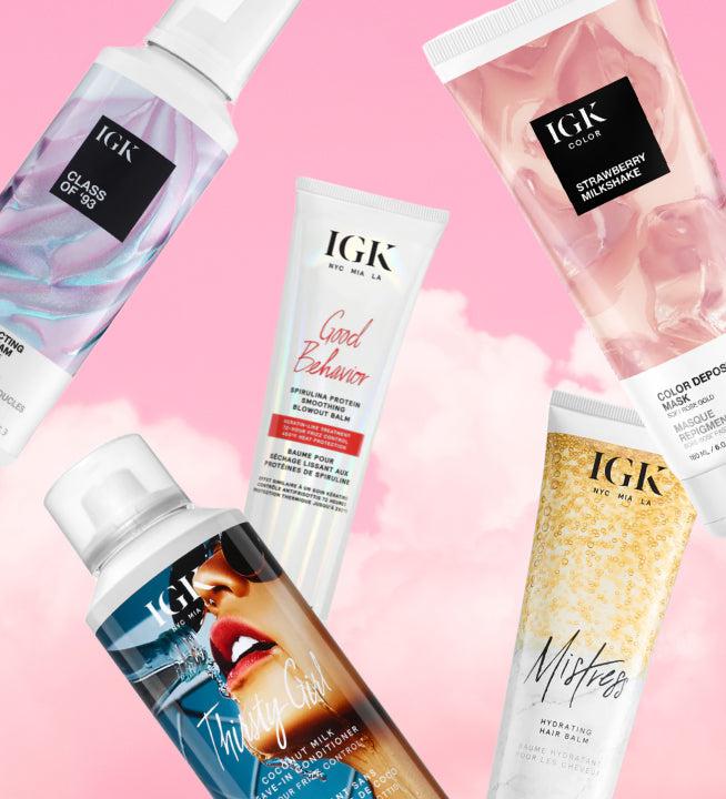 a group of bottles of hair products