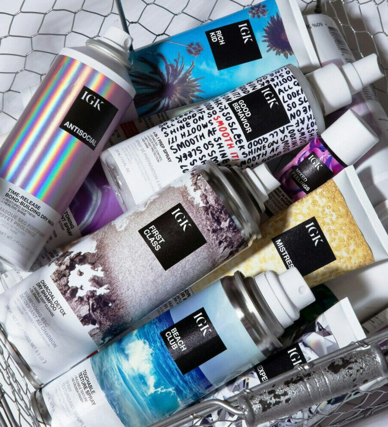 a basket full of hair products