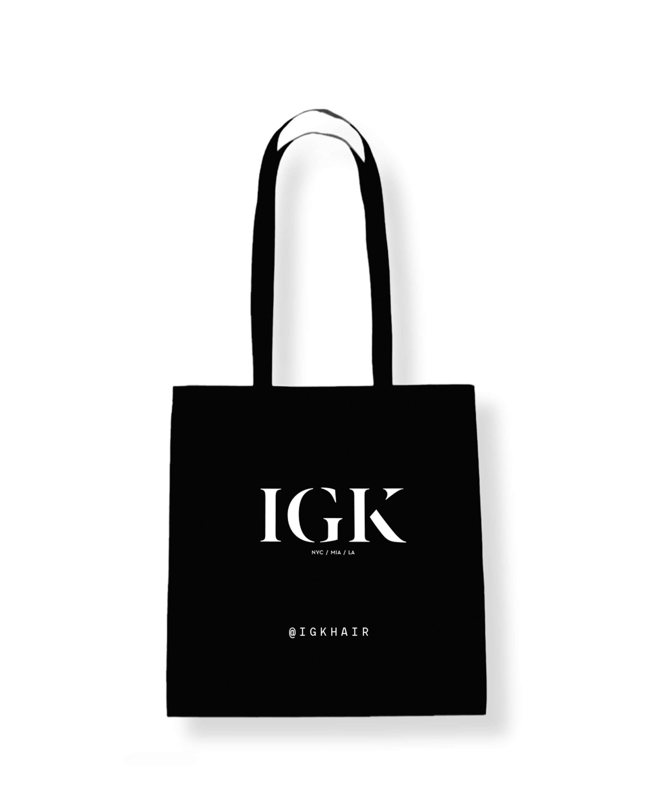 a black bag with white text